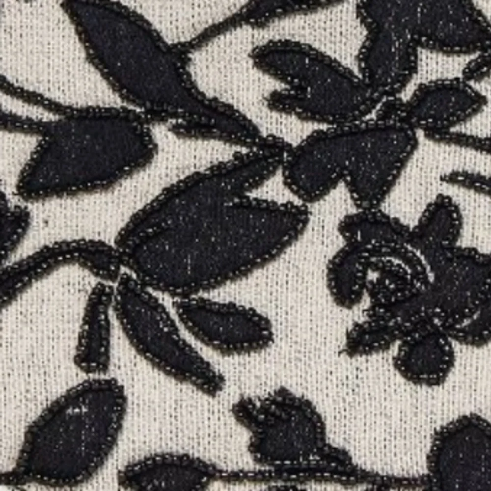a new day Black Ivory Floral Toille Hobo Bag with Modern Beaded Design::NWT::